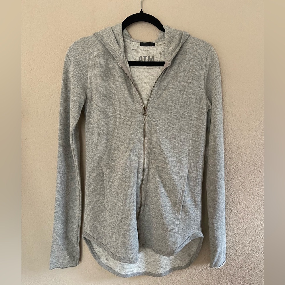 Atm Anthony Thomas Melillo Women's French Terry Zipper Hoodie Heather Grey Sz Xs